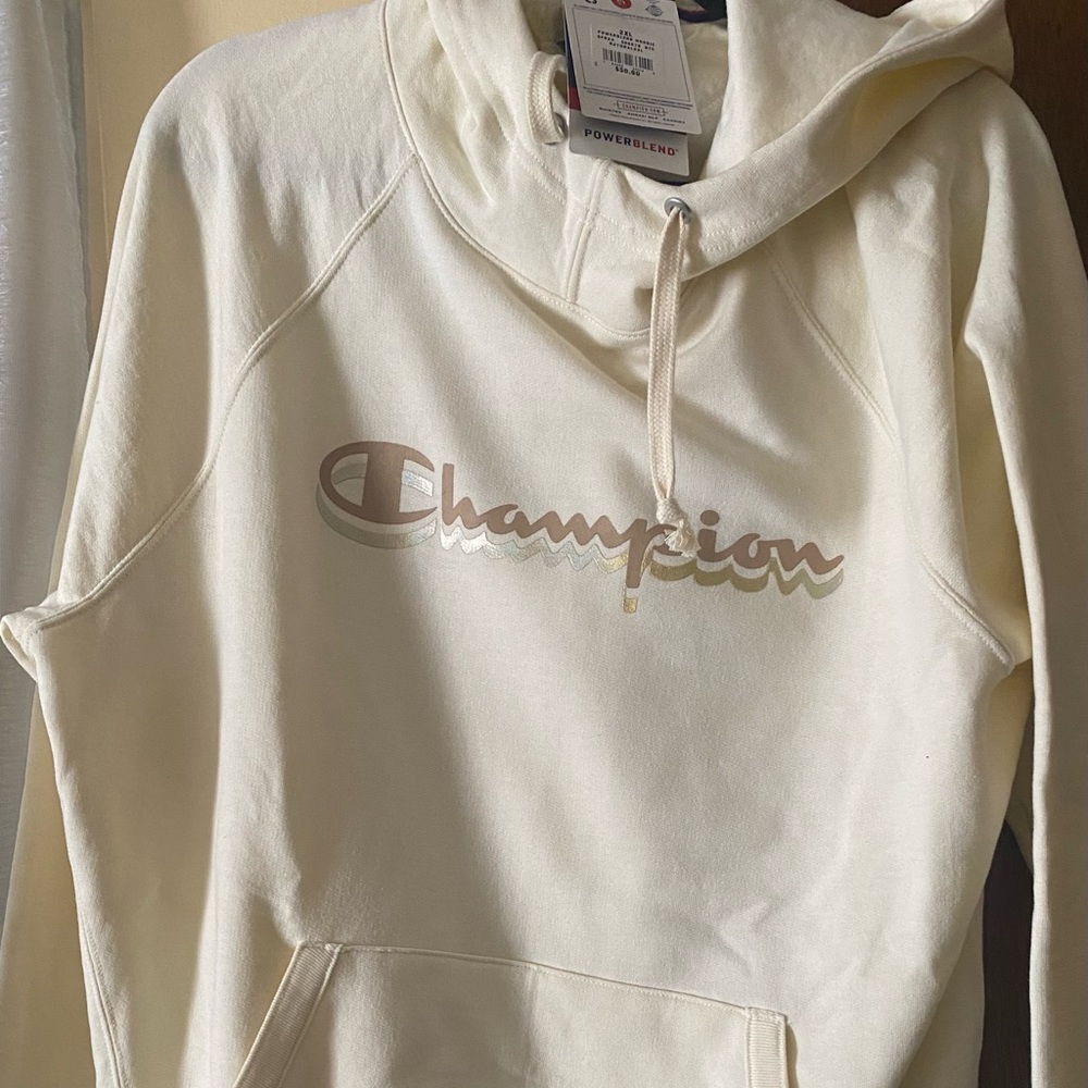 CHAMPION POWERBLEND HOODIE, Color: Natural, Size XXL, NWT
